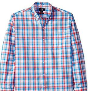 Cutter & Buck Men's Large Plaid and Check Easy Care Button Down Collared Shirt